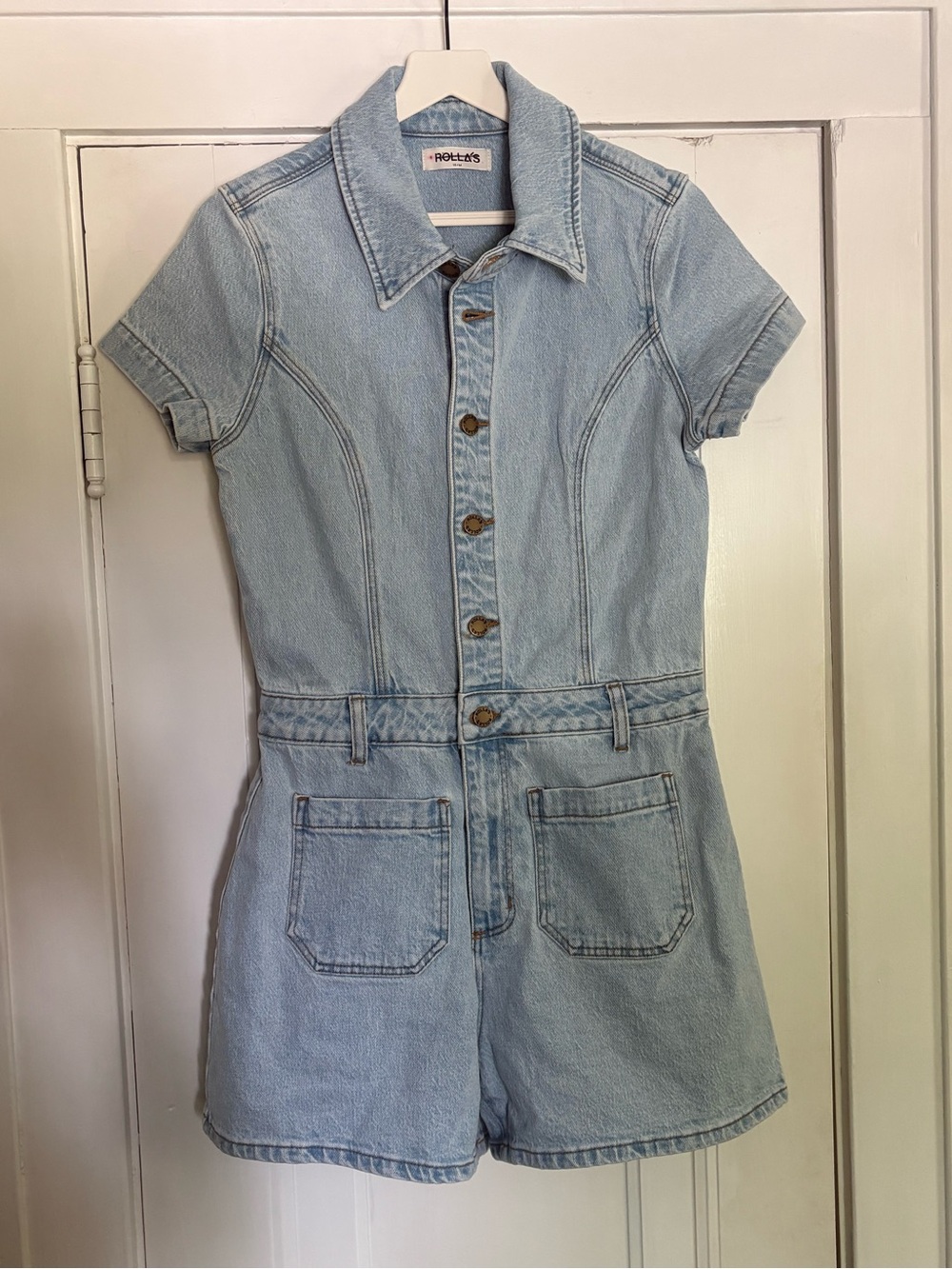 Rolla’s Sailor Romper in Luna Light Blue Vintage Denim Size Medium - Picture 6 of 14
